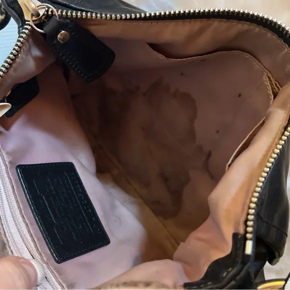 Coach black leather messenger crossbody bag shoulder silver hardware flap - Picture 10 of 16